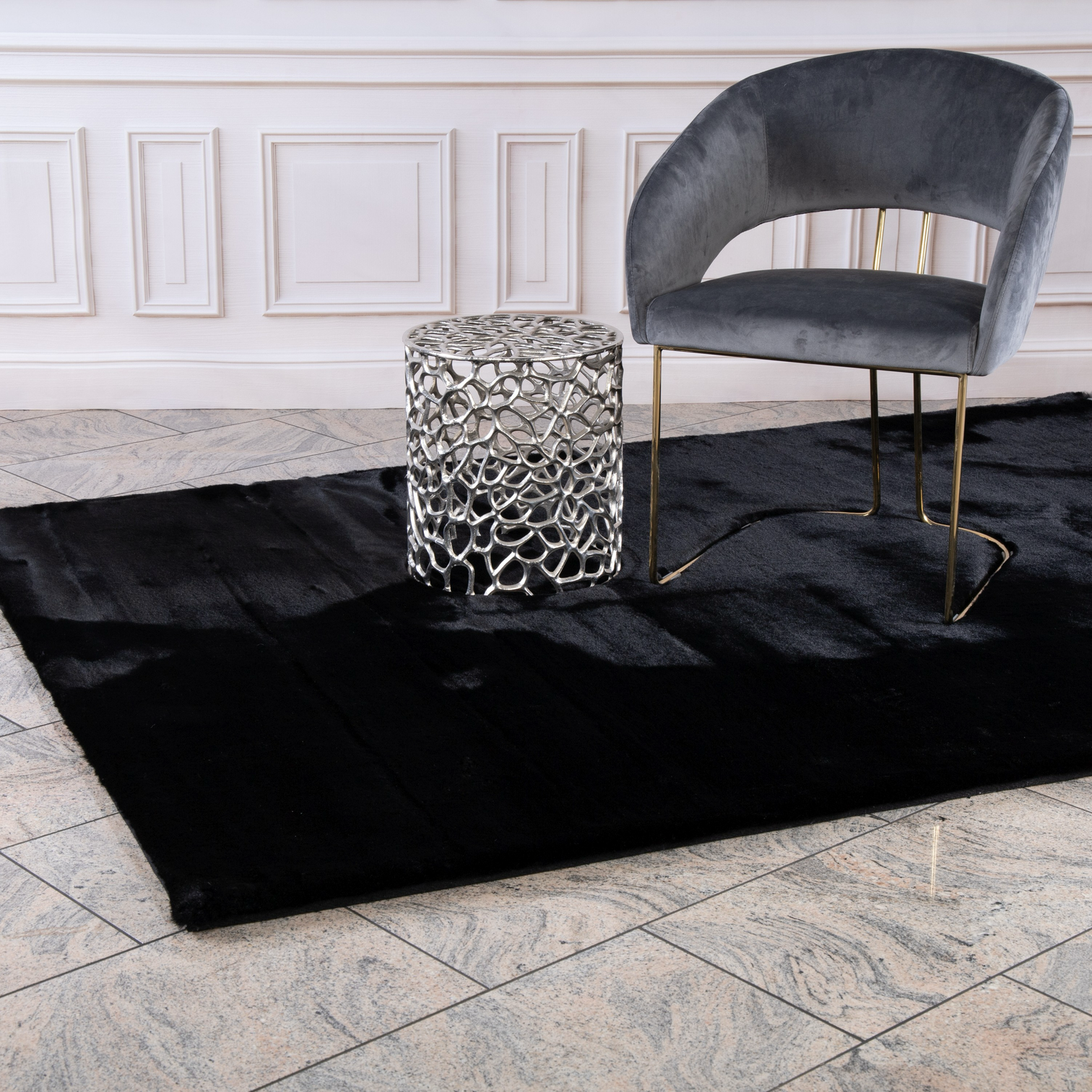 
Tapis design à poils longs de qualité supérieure « Heaven 800 » - Noir - 80 x 150 cm