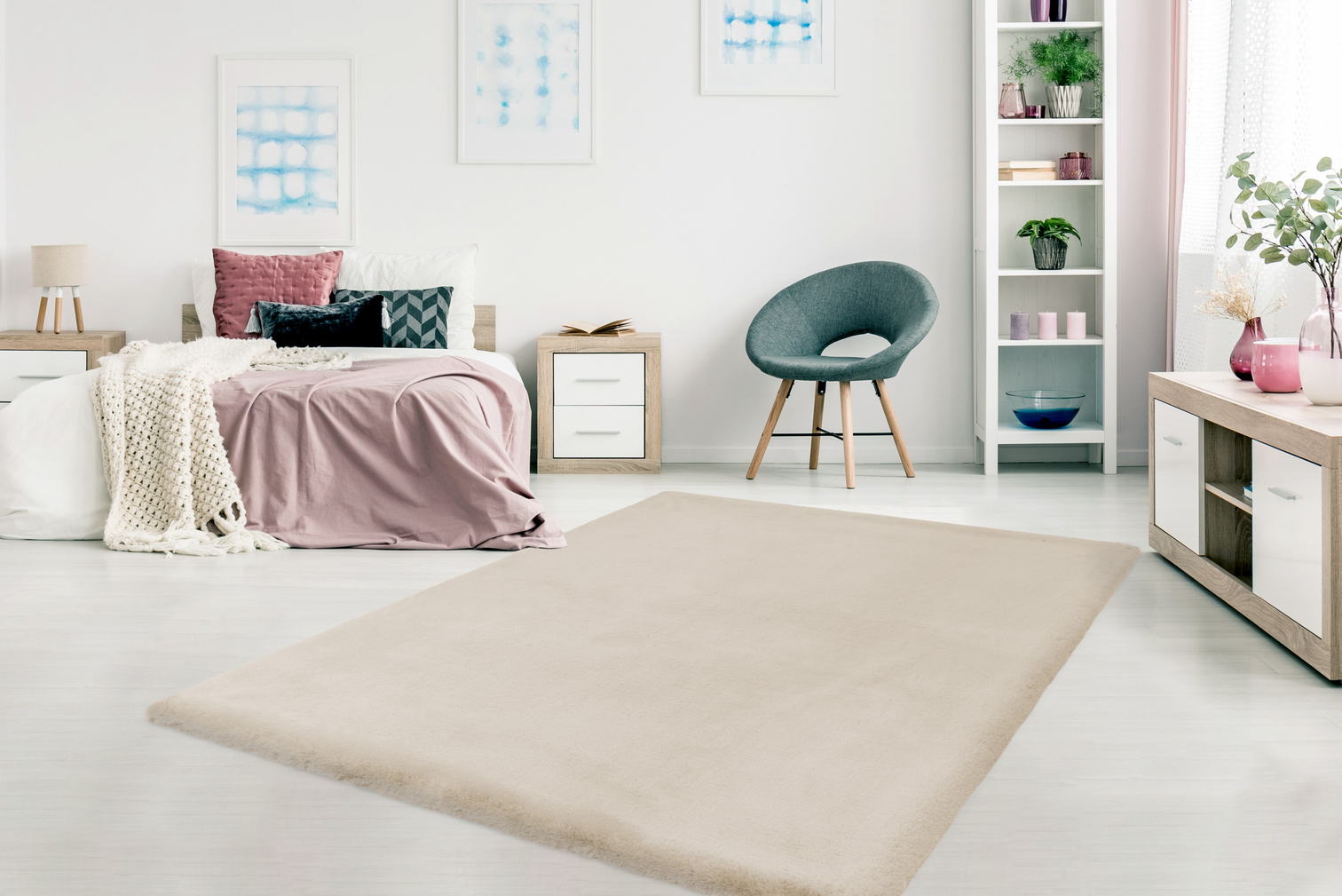 
Tapis design à poils longs de haute qualité « Heaven 800 » - Ivoire - 80 x 150 cm
