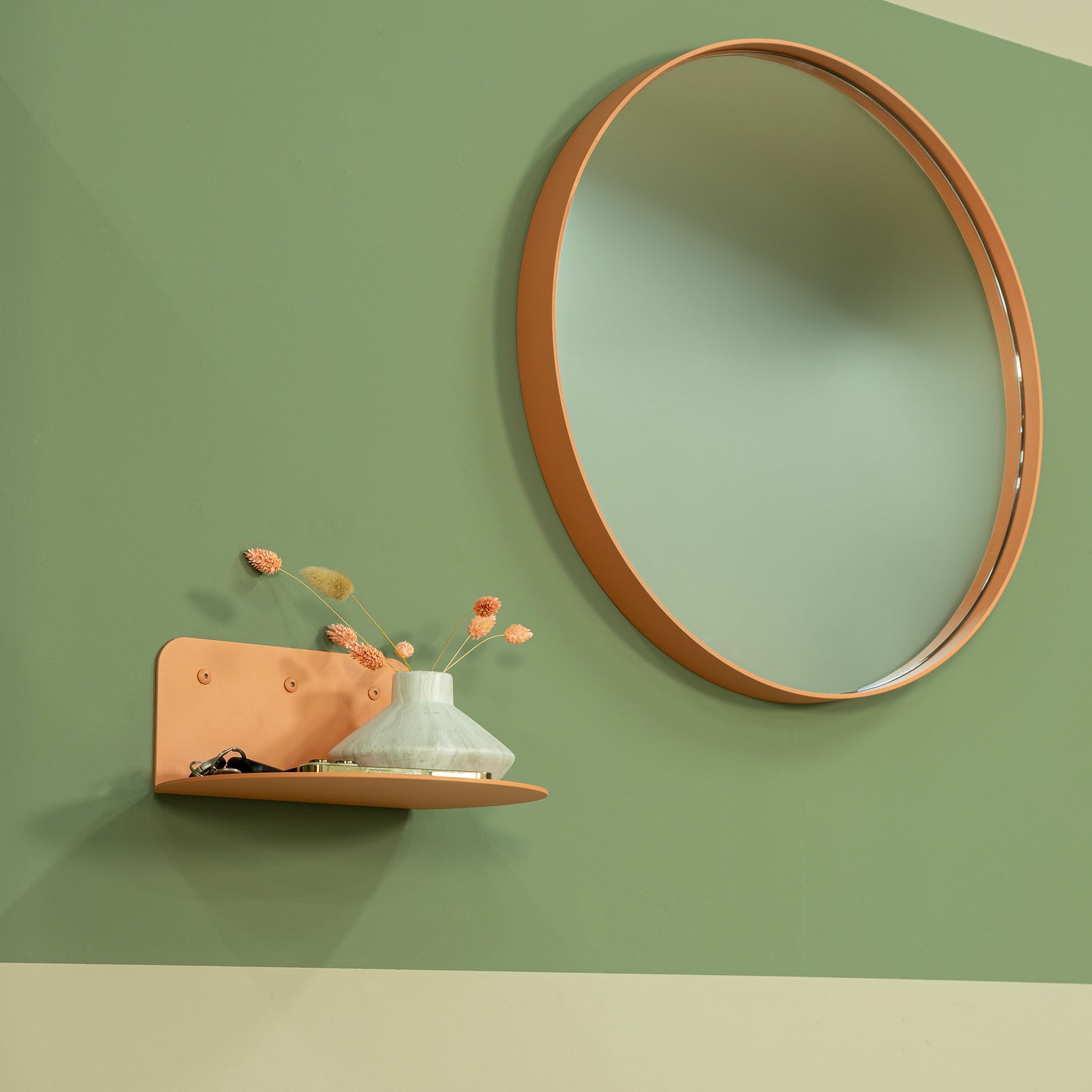 
"Flex" Wall Shelf & Nightstand Design - Clay Terra
