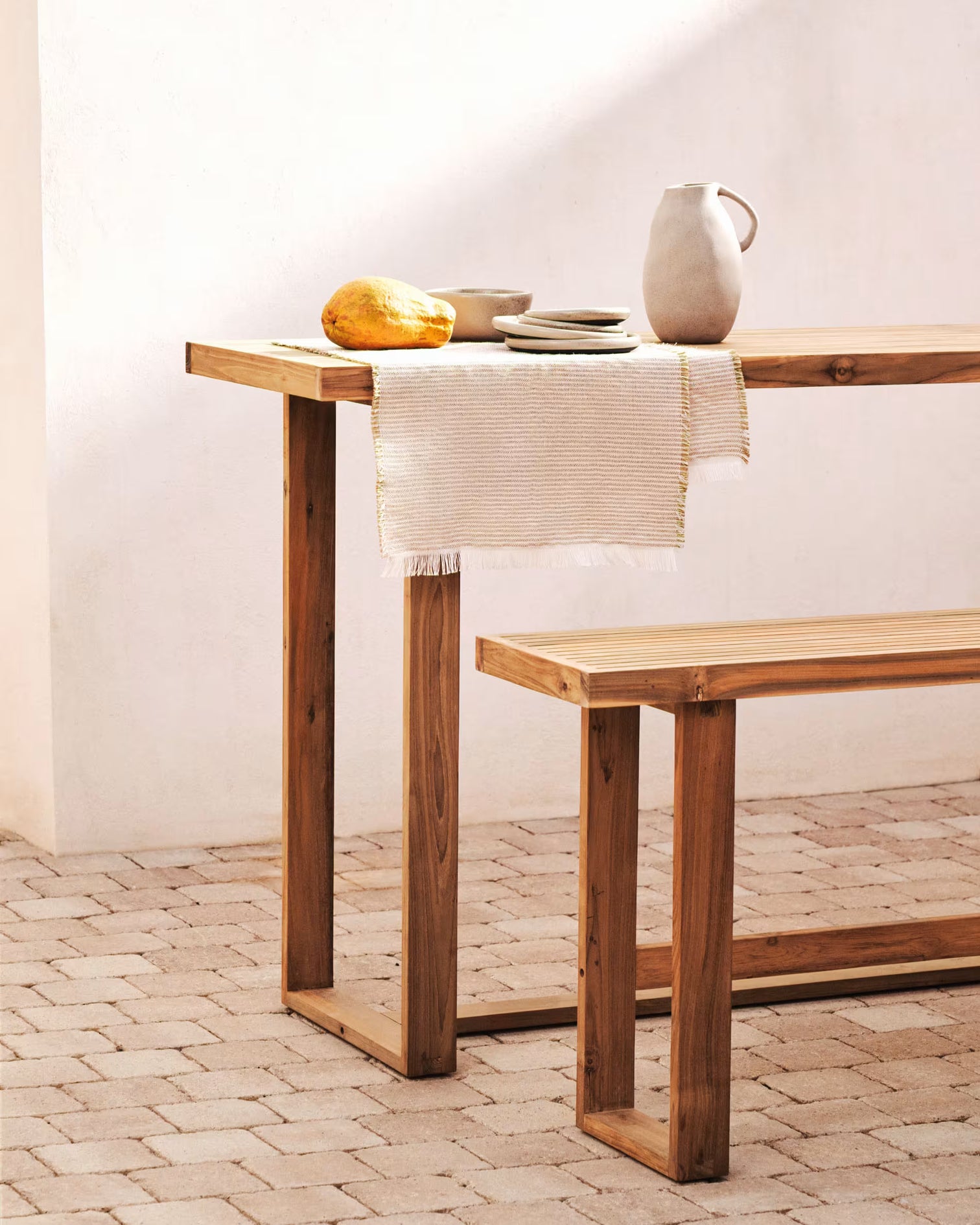 
Large, solid indoor/outdoor bar table "Canadello" made from recycled teak wood
