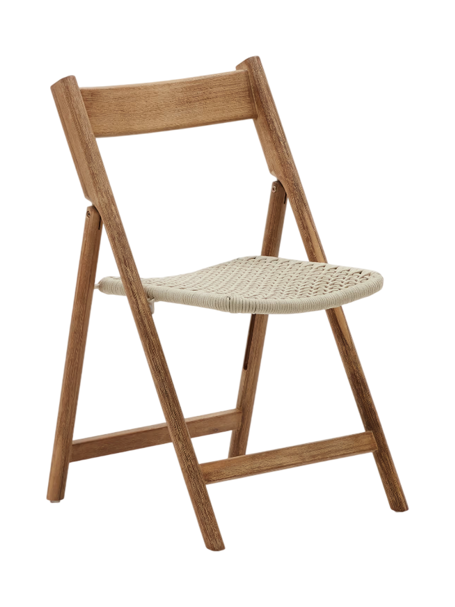
Chaise pliante massive d'intérieur/extérieur « Dandaro » - Naturel / Écru
