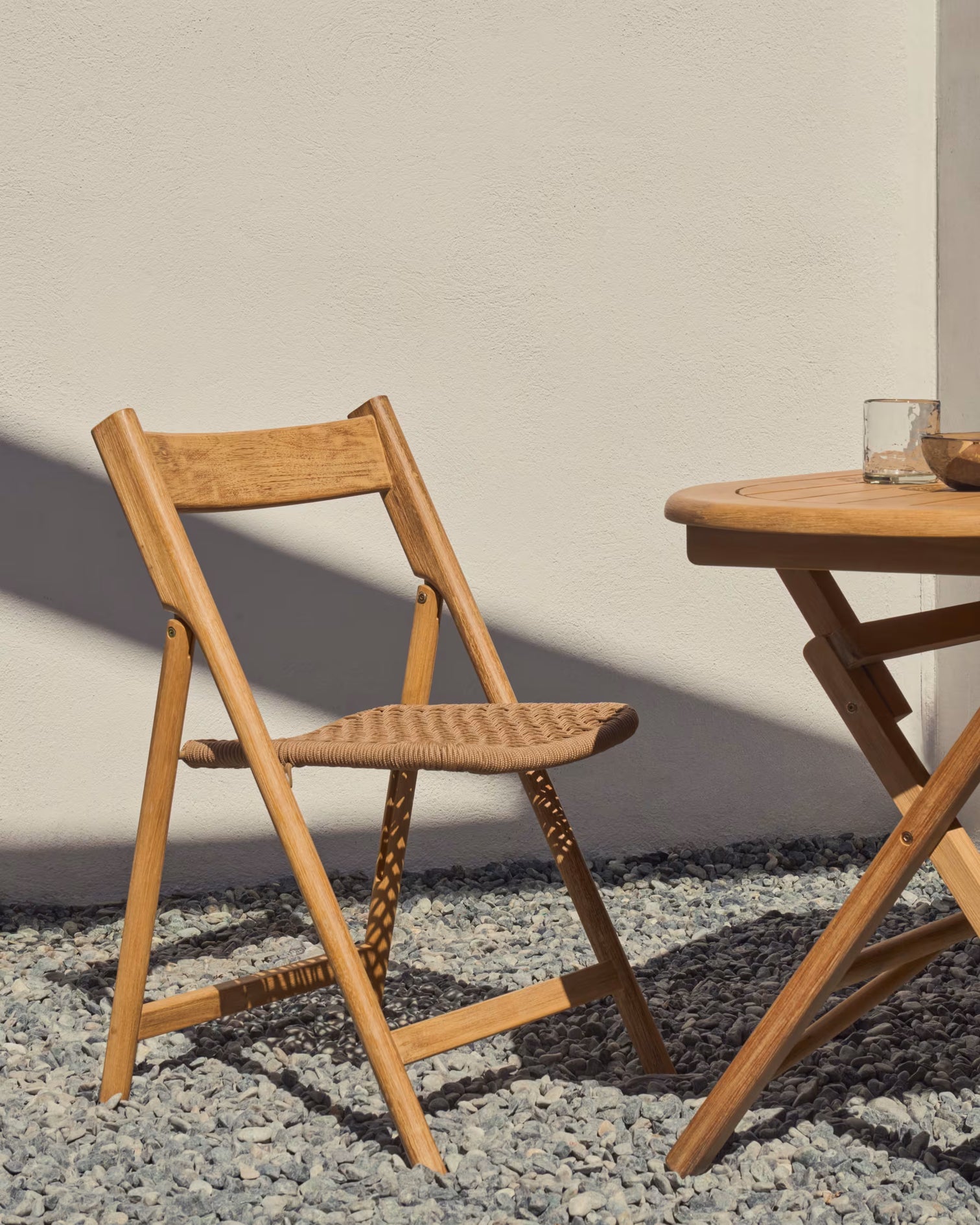 
Chaise pliante massive d'intérieur/extérieur « Dandaro » - Naturel / Beige