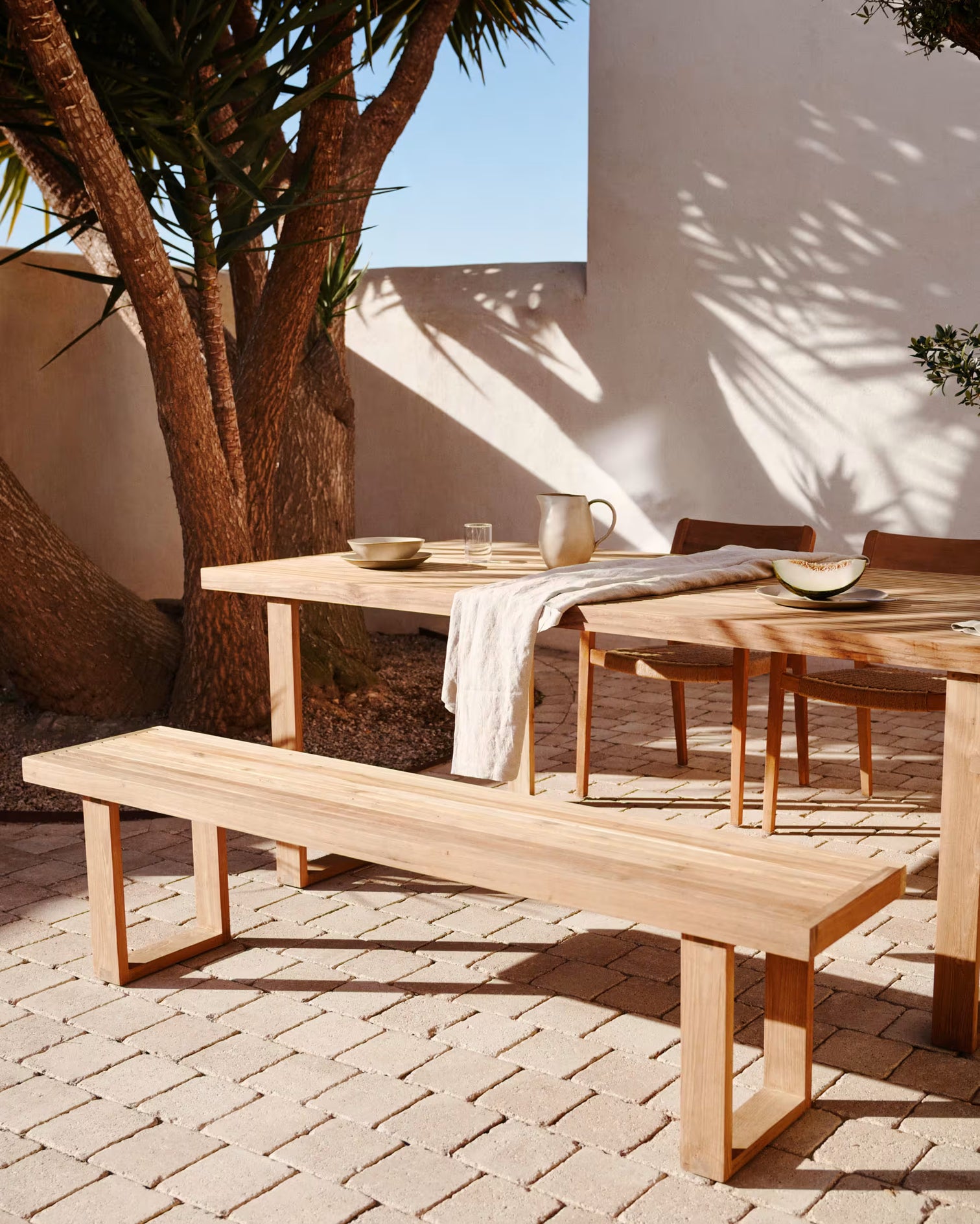 
Banc massif intérieur/extérieur « Canadello » en teck recyclé - 170 x 46 cm