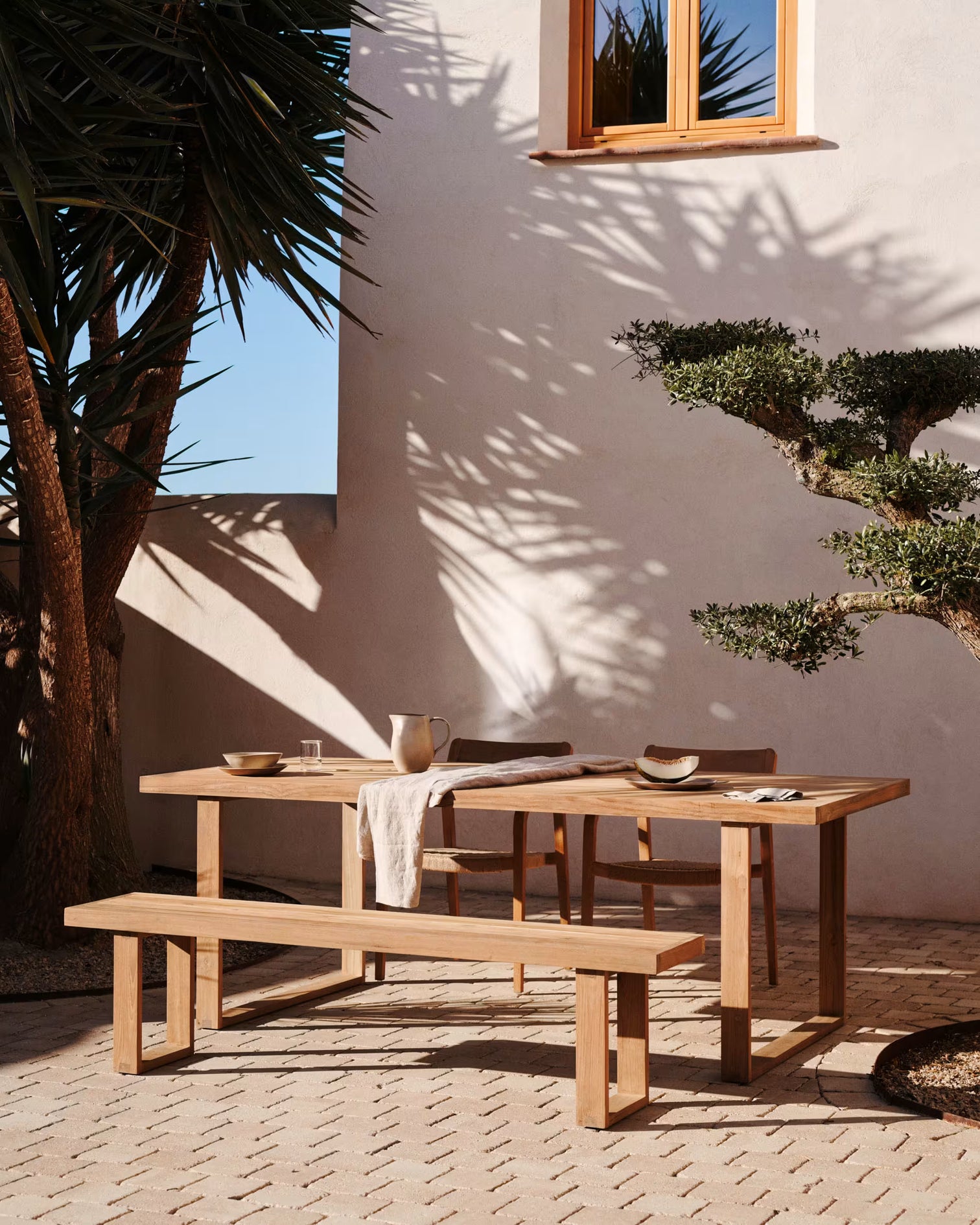 
Banc massif intérieur/extérieur « Canadello » en teck recyclé - 210 x 46 cm