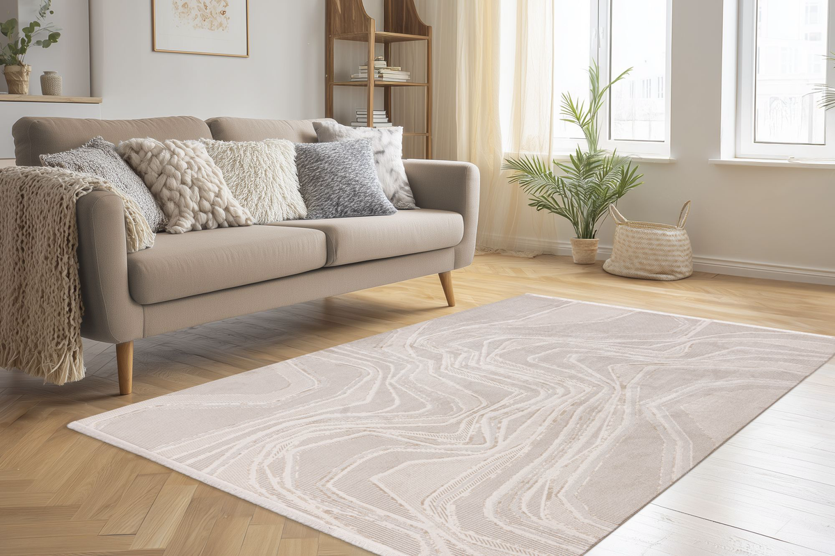 
Hochwertiger Designer Teppich „Jardin 704“, Beige/Silver - 80 x 150 cm