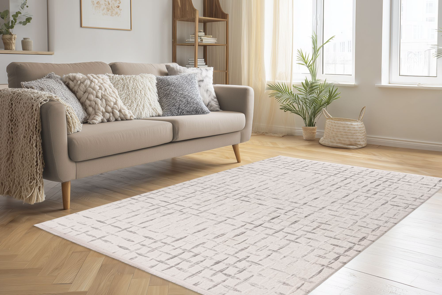 
Hochwertiger Designer Teppich „Jardin 706“, Ivory/Silver - 80 x 150 cm