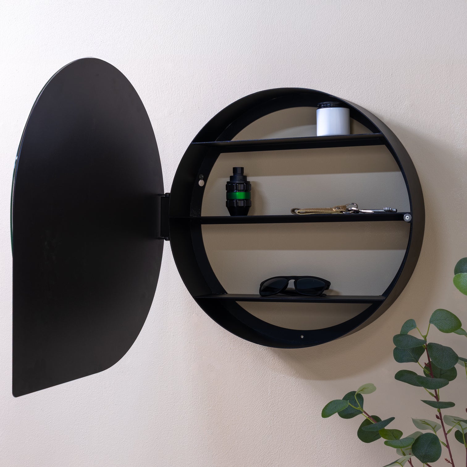 
Designer Mirror Cabinet "Sonnet L" - Black
