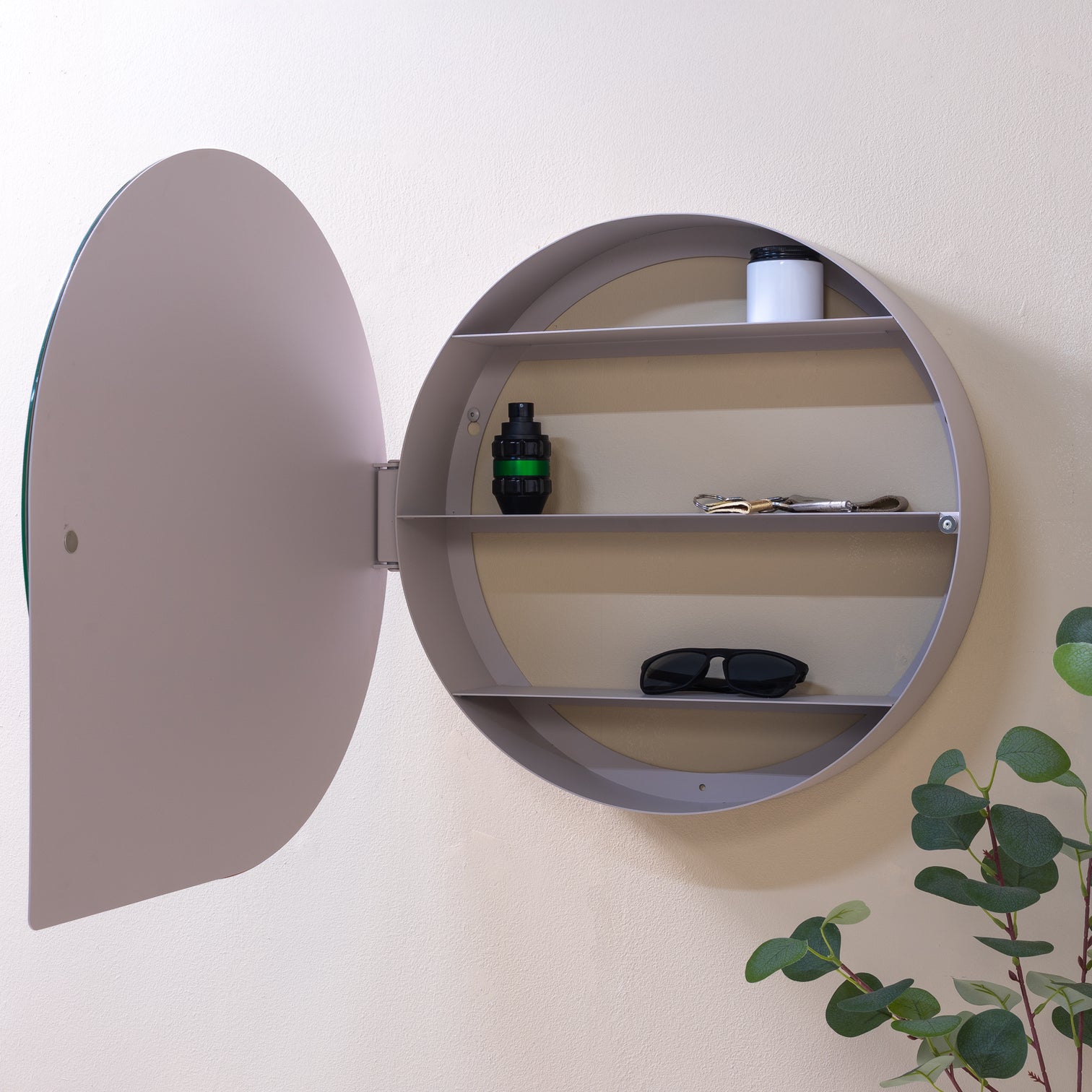 
Designer Mirror Cabinet "Sonnet L" - Silky Taupe