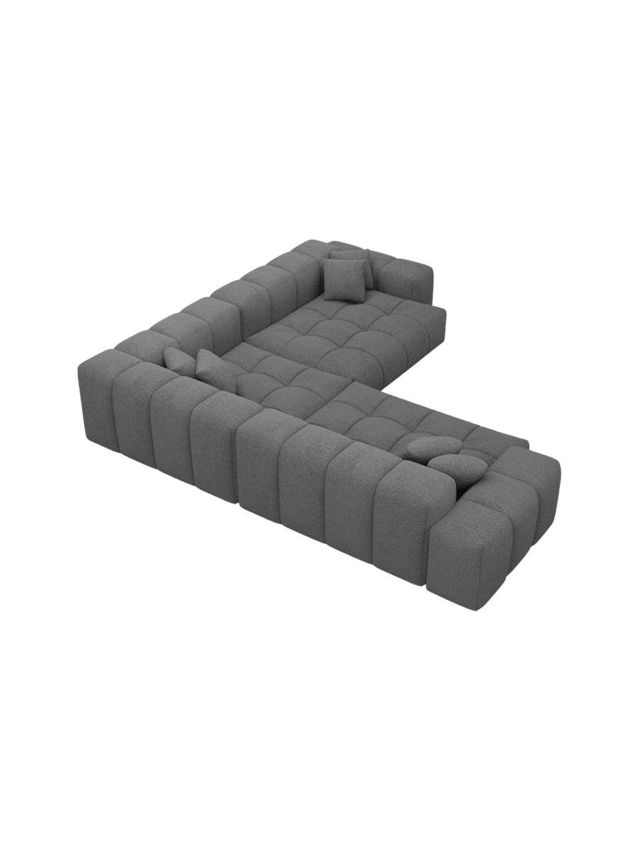 
5-Sitzer Design Ecksofa „Avenza“ mit Bouclé-Bezug - Bouclé Graphit
