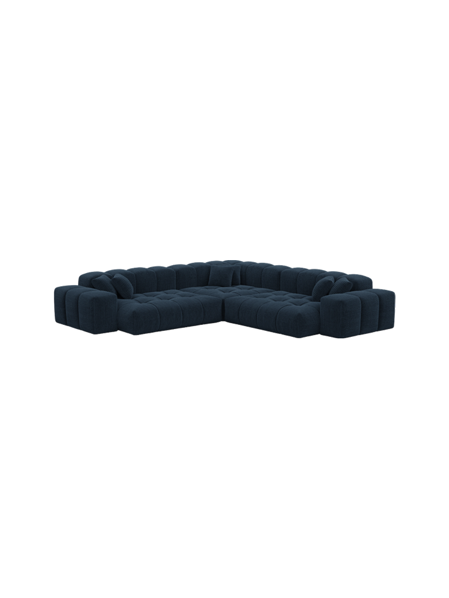 
5-Sitzer Design Ecksofa „Avenza“, Cordsamt - Cordsamt Dunkelblau