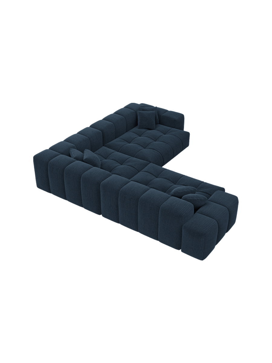 
5-Sitzer Design Ecksofa „Avenza“, Cordsamt - Cordsamt Dunkelblau