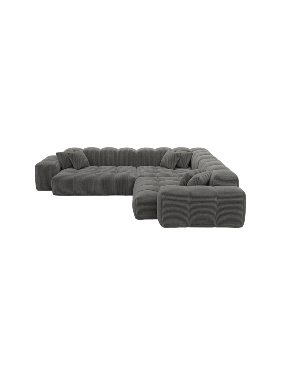 
5-Sitzer Design Ecksofa „Avenza“, Cordsamt - Cordsamt Dunkelblau
