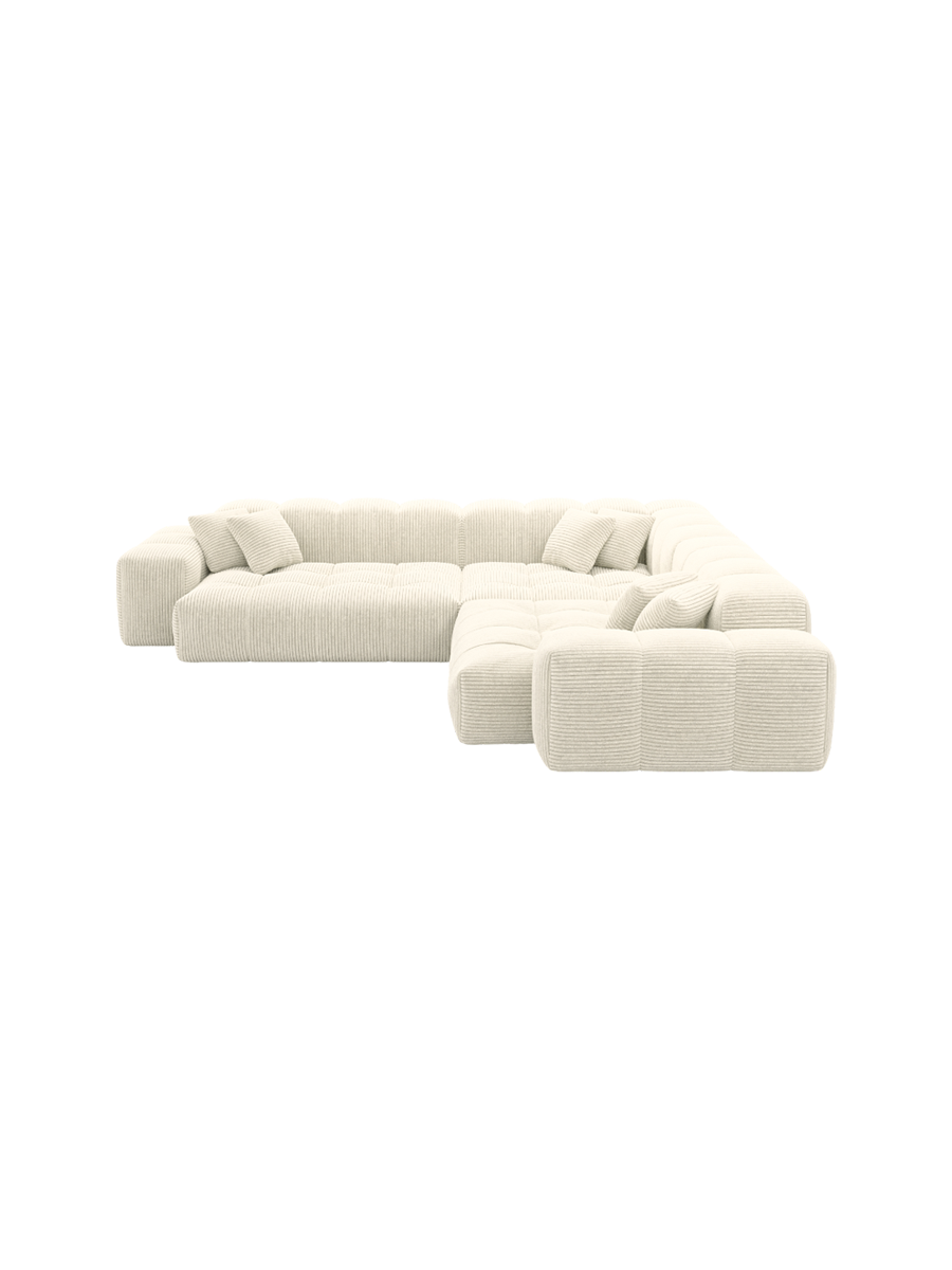 
5-Sitzer Design Ecksofa „Avenza“, Cordsamt - Cordsamt Dunkelblau