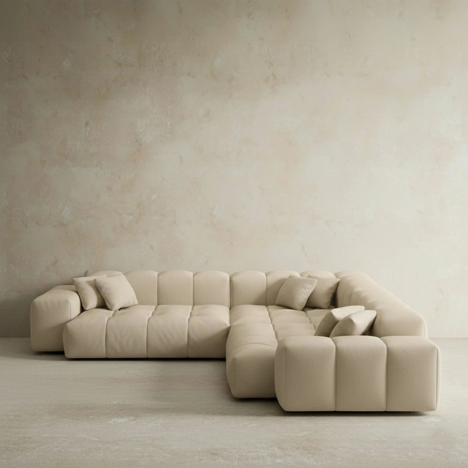 
5-seat genuine leather designer corner sofa “Avenza” - Genuine leather Beige