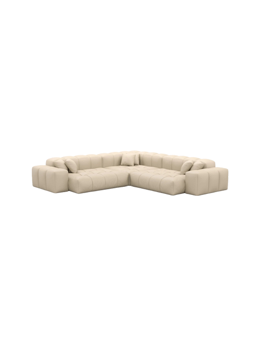 
5-Sitzer Design Echtleder Ecksofa „Avenza“ - Echtleder Beige