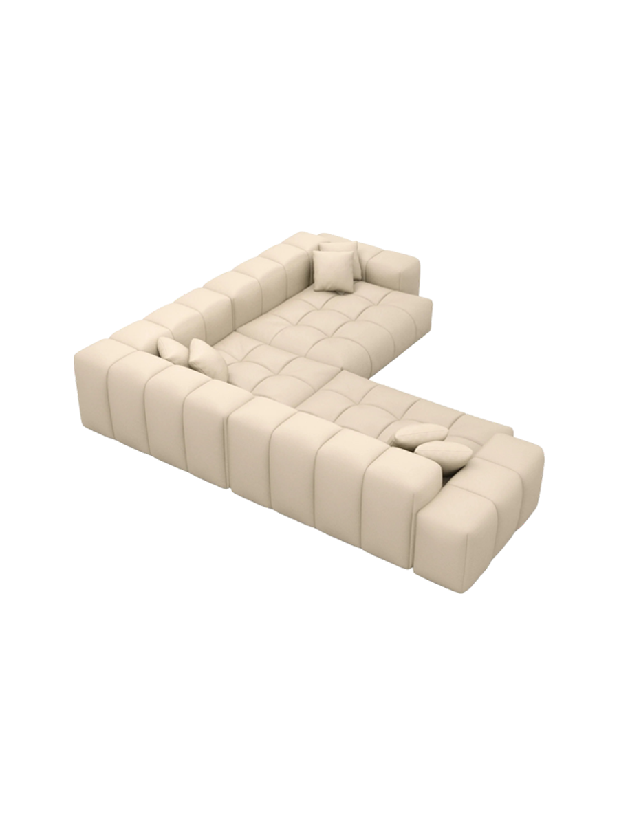 
5-Sitzer Design Echtleder Ecksofa „Avenza“ - Echtleder Beige