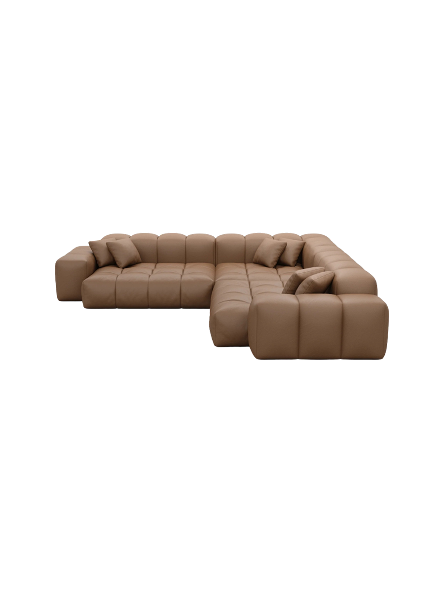 
5-Sitzer Design Echtleder Ecksofa „Avenza“ - Echtleder Beige