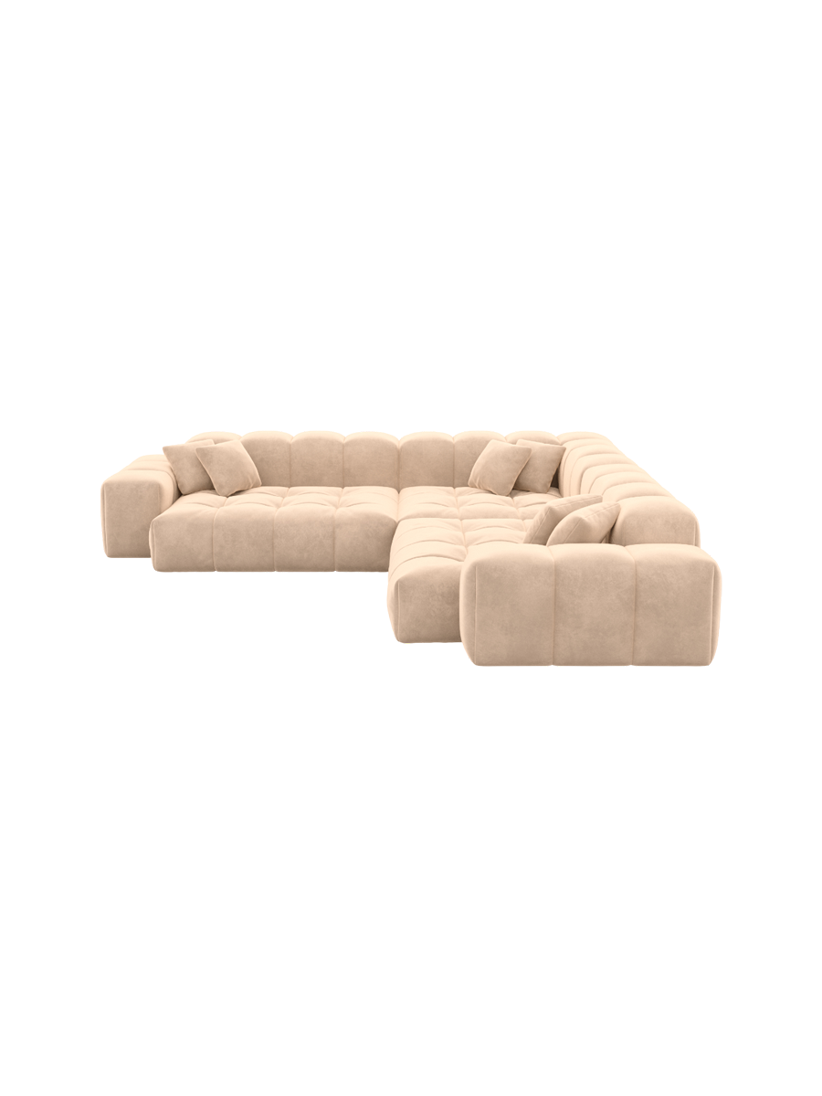 
5-Sitzer Design Ecksofa „Avenza“ mit Samtbezug - Samtbezug Königsblau