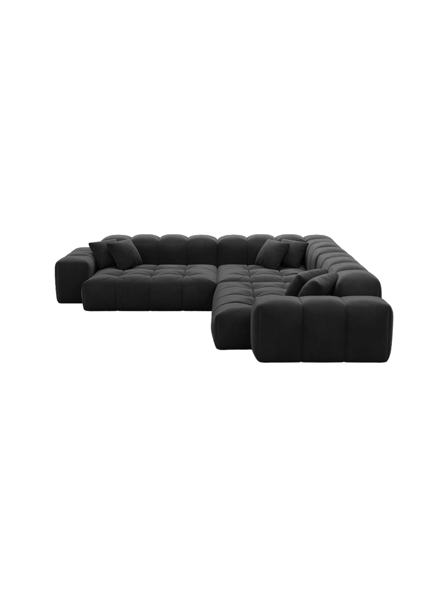 
5-Sitzer Design Ecksofa „Avenza“ mit Samtbezug - Samtbezug Königsblau