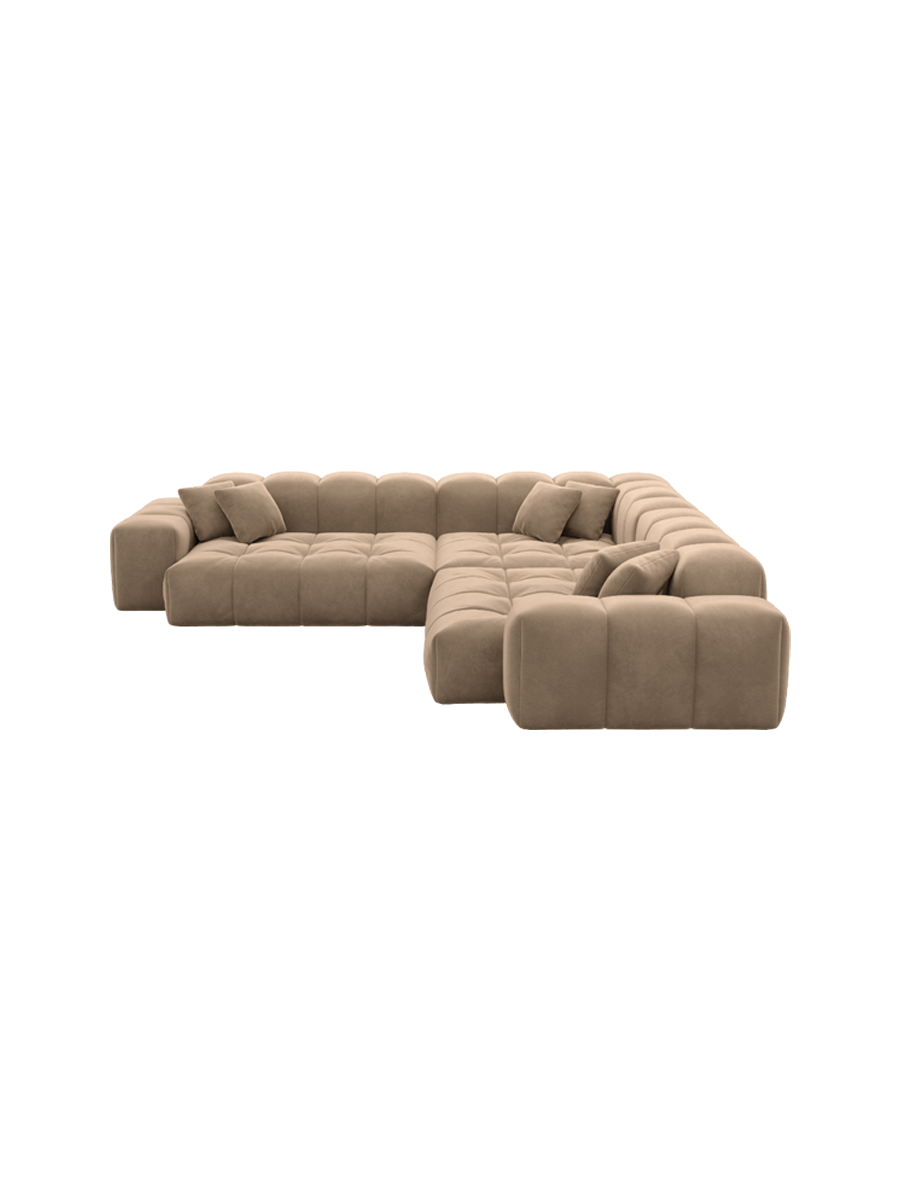 
5-Sitzer Design Ecksofa „Avenza“ mit Samtbezug - Samtbezug Königsblau