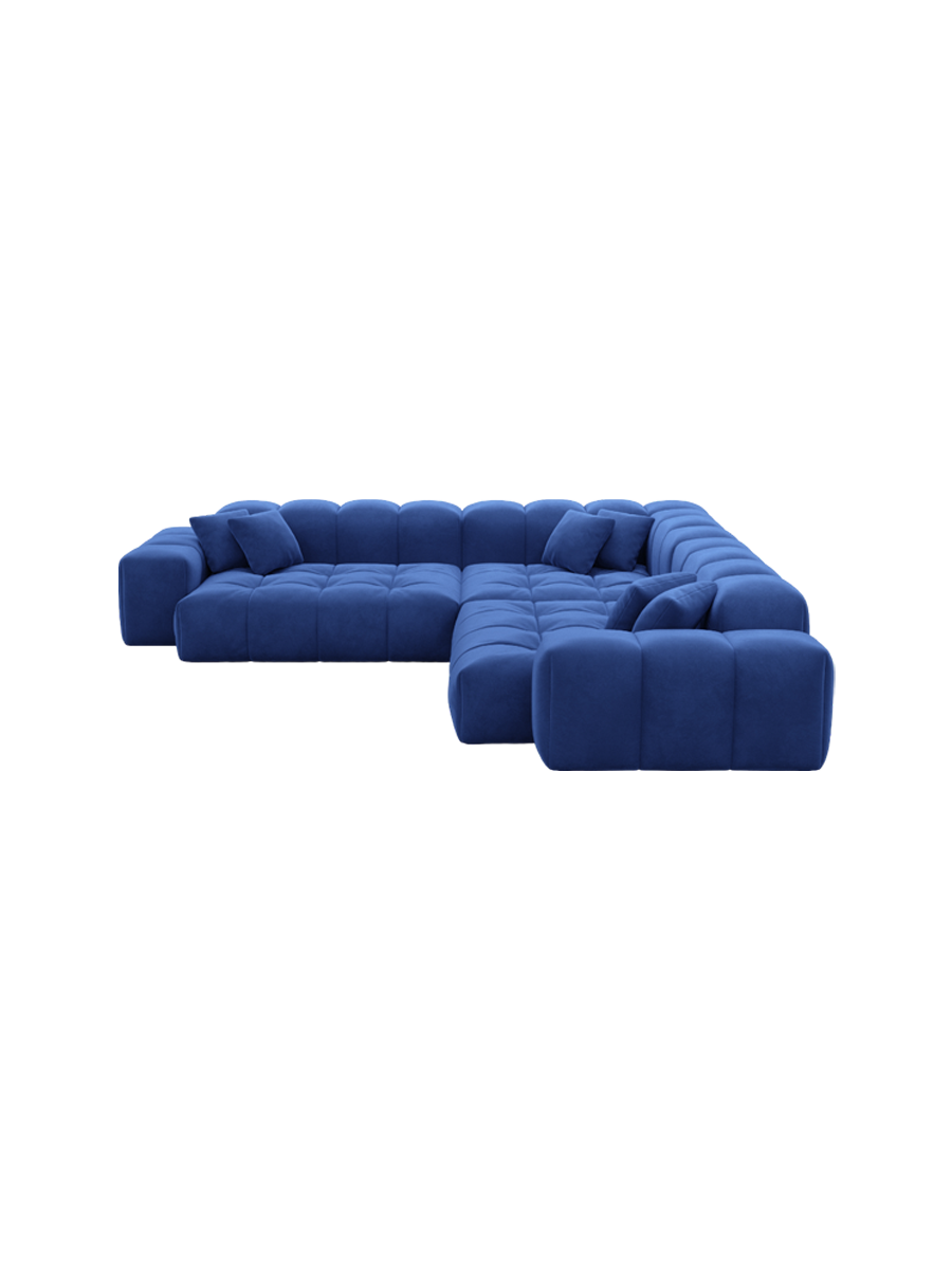 
5-Sitzer Design Ecksofa „Avenza“ mit Samtbezug - Samtbezug Königsblau