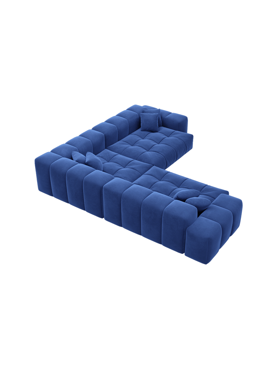 
5-Sitzer Design Ecksofa „Avenza“ mit Samtbezug - Samtbezug Königsblau