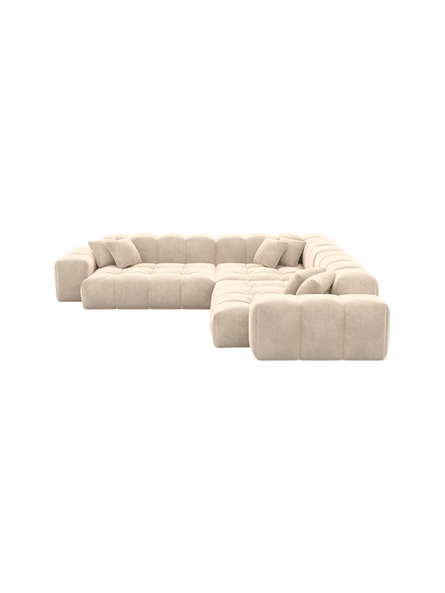 
5-Sitzer Design Ecksofa „Avenza“ mit Samtbezug - Samtbezug Königsblau