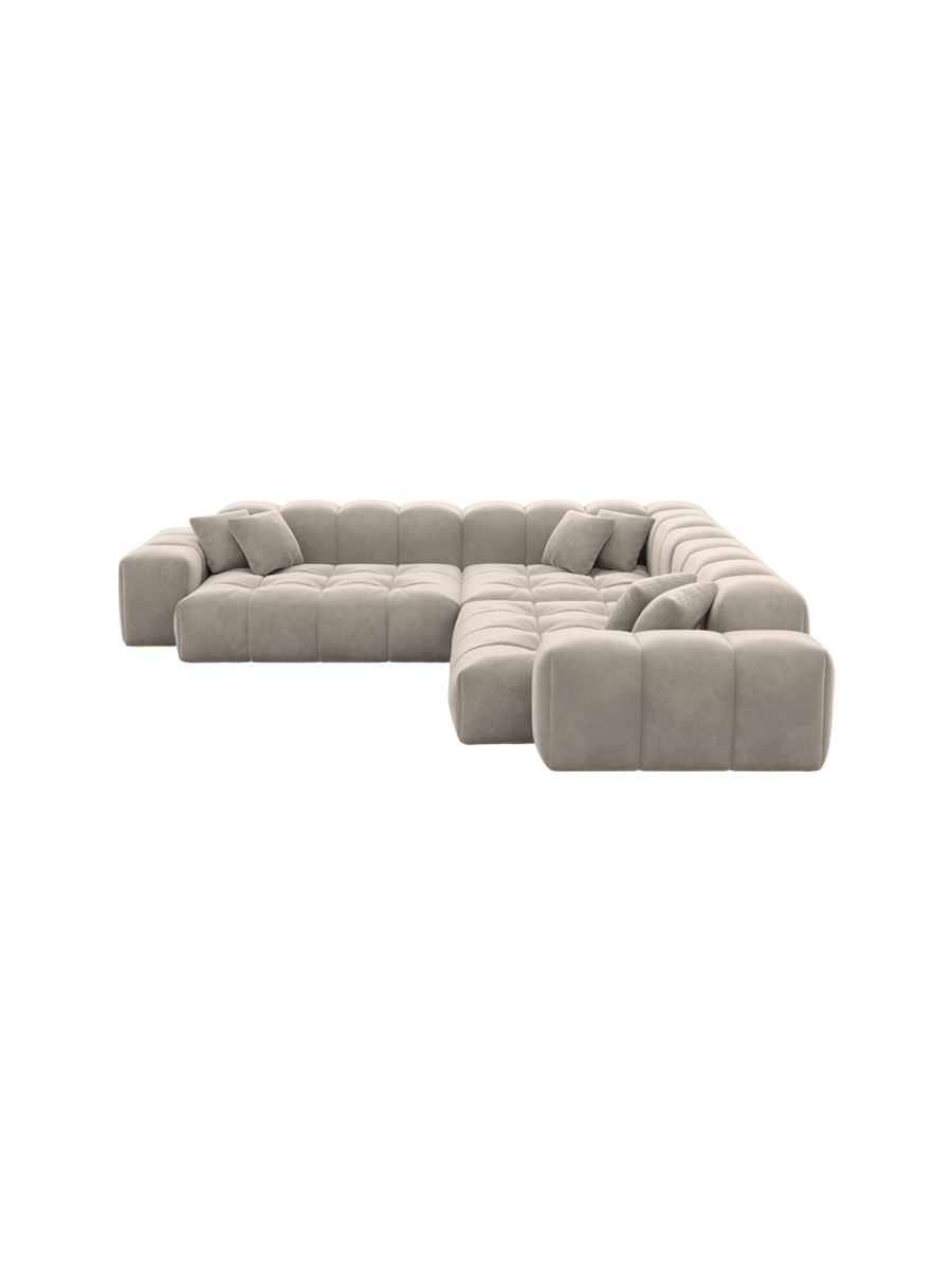 
5-Sitzer Design Ecksofa „Avenza“ mit Samtbezug - Samtbezug Königsblau