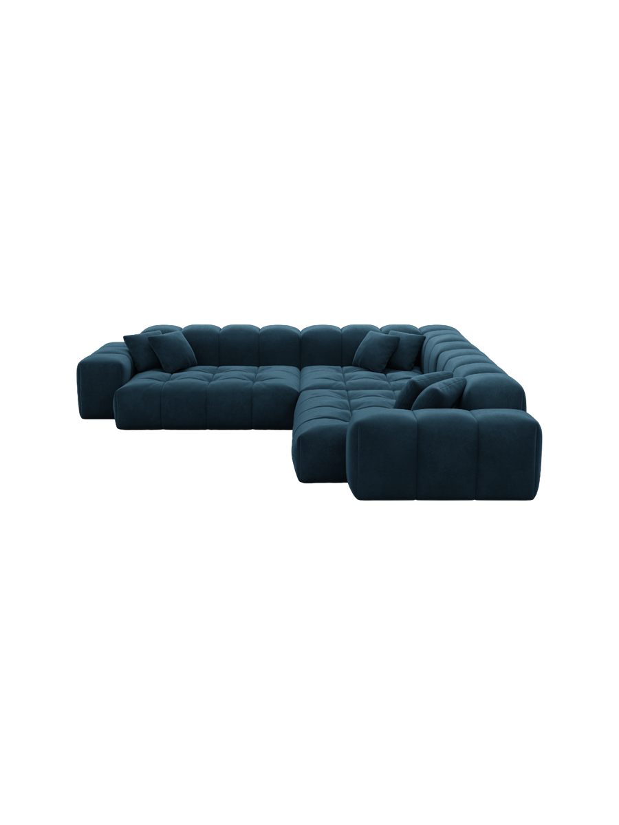 
5-Sitzer Design Ecksofa „Avenza“ mit Samtbezug - Samtbezug Königsblau