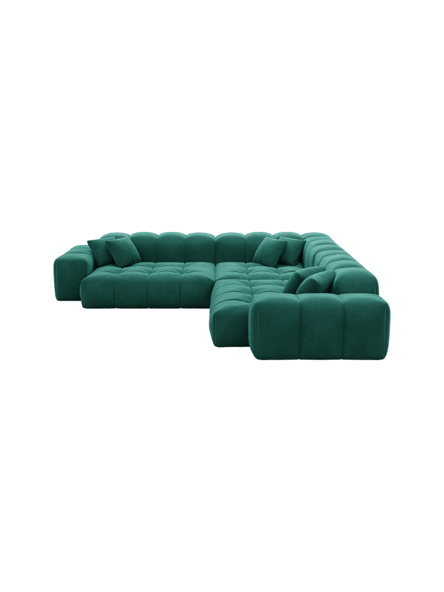 
5-Sitzer Design Ecksofa „Avenza“ mit Samtbezug - Samtbezug Königsblau