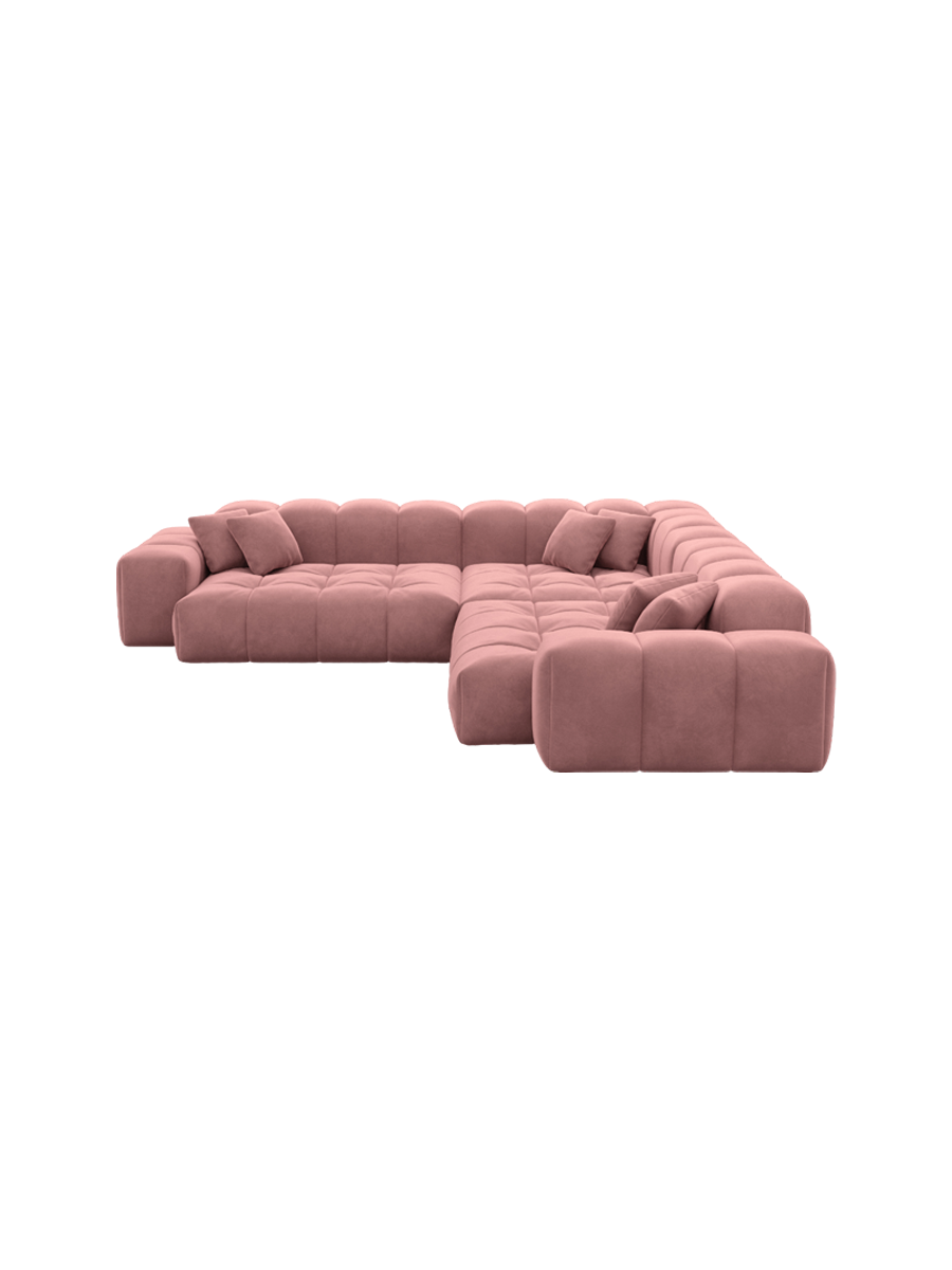 
5-Sitzer Design Ecksofa „Avenza“ mit Samtbezug - Samtbezug Königsblau