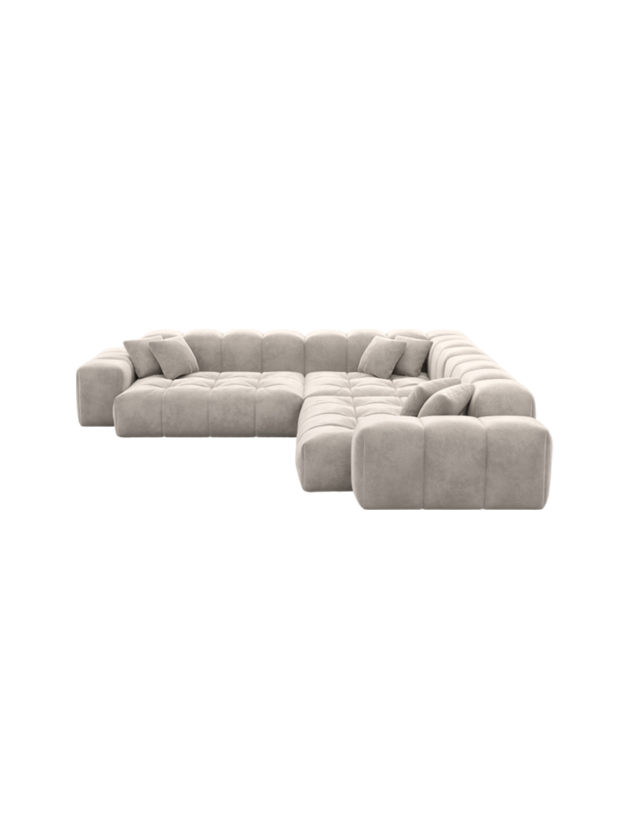 
5-Sitzer Design Ecksofa „Avenza“ mit Samtbezug - Samtbezug Königsblau