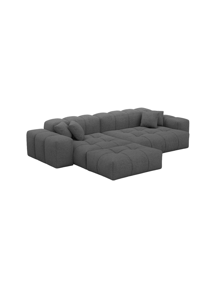 
4-Sitzer Design Ecksofa „Avenza“ mit Bouclé-Bezug - Bouclé Graphit / Eckteil links