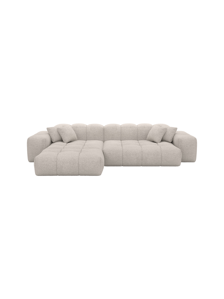 
4-Sitzer Design Ecksofa „Avenza“ mit Bouclé-Bezug - Bouclé Graphit / Eckteil links