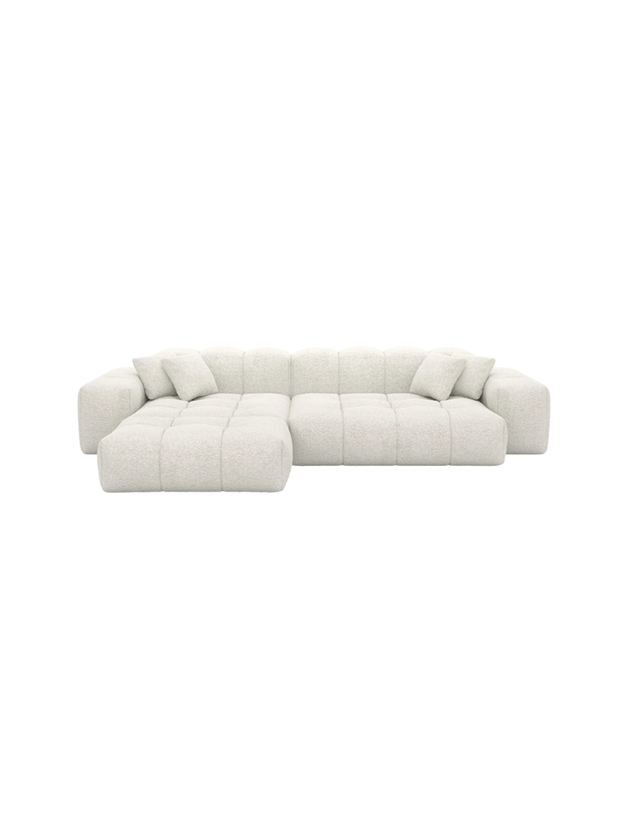 
4-Sitzer Design Ecksofa „Avenza“ mit Bouclé-Bezug - Bouclé Graphit / Eckteil links