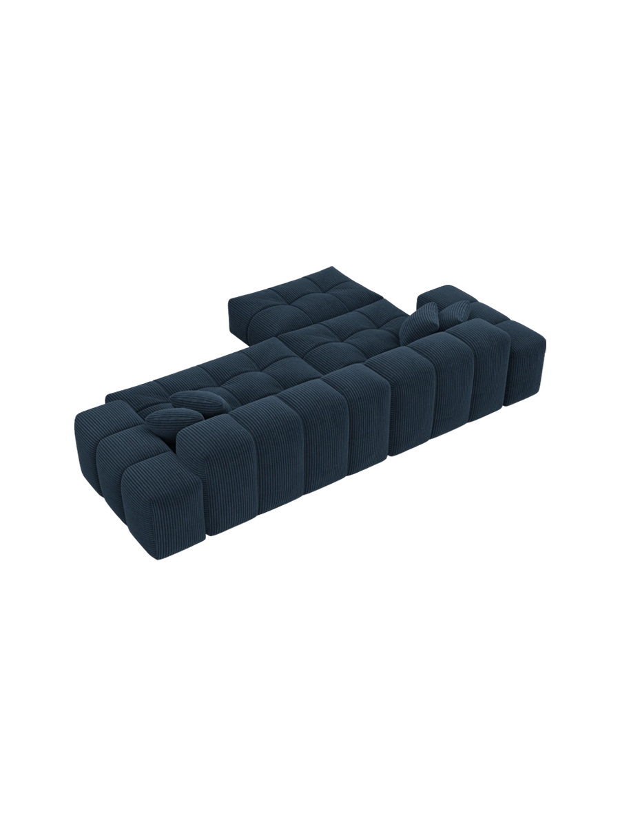 
4-Sitzer Design Ecksofa „Avenza“, Cordsamt - Cordsamt Dunkelblau / Eckteil links