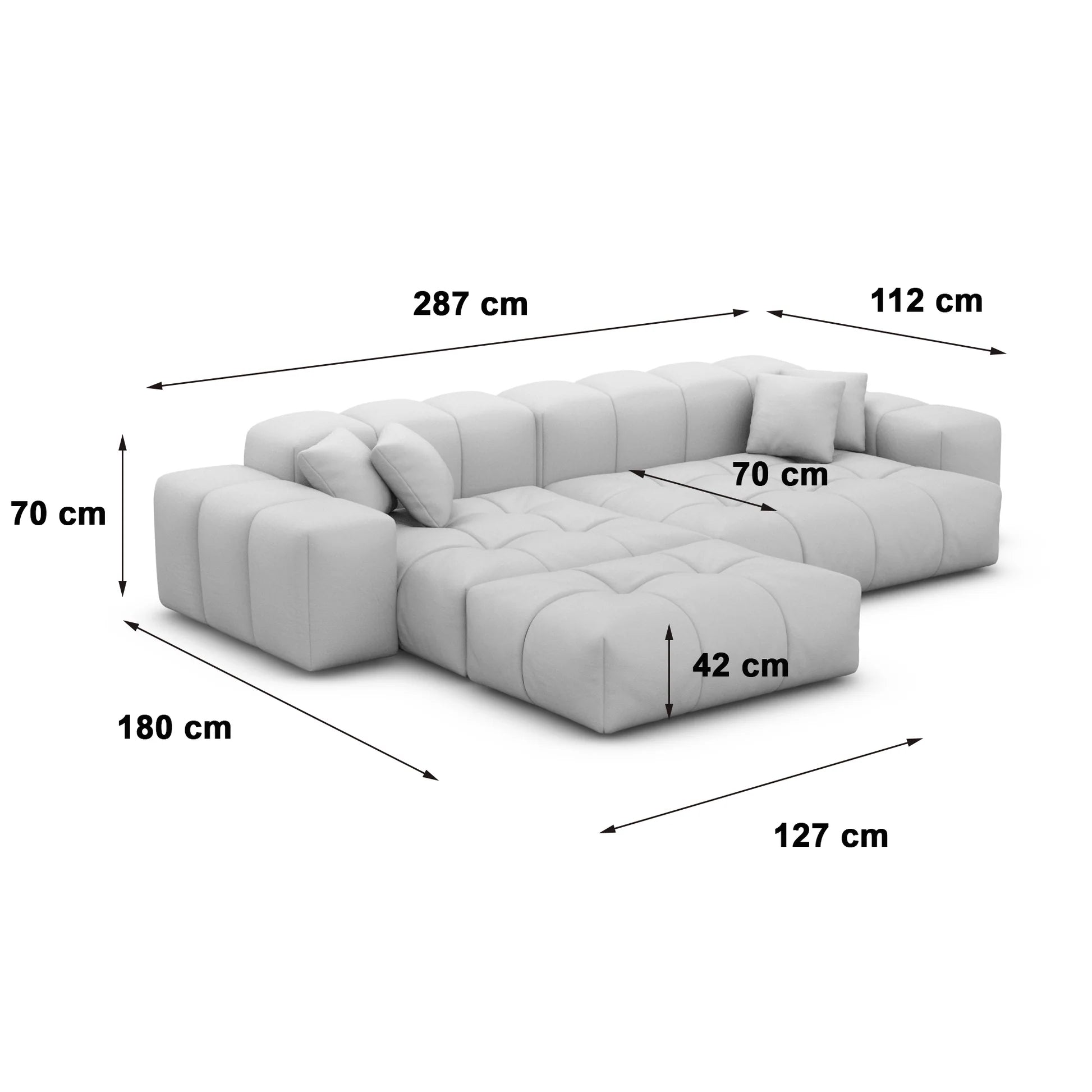
4-Sitzer Design Ecksofa „Avenza“, Cordsamt - Cordsamt Dunkelblau / Eckteil links