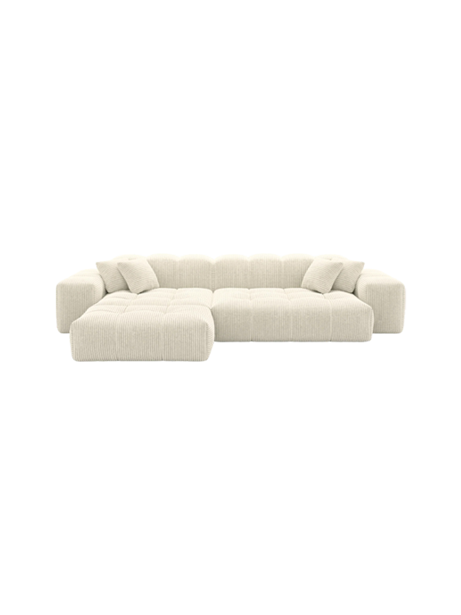 
4-Sitzer Design Ecksofa „Avenza“, Cordsamt - Cordsamt Dunkelblau / Eckteil links