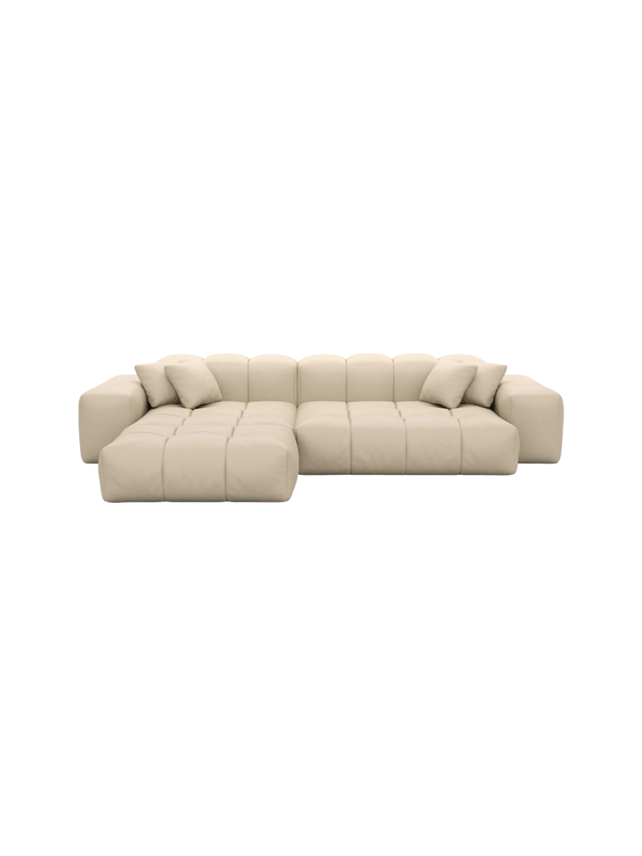 
4-Sitzer Design Echtleder Ecksofa „Avenza“ - Echtleder Beige / Eckteil links