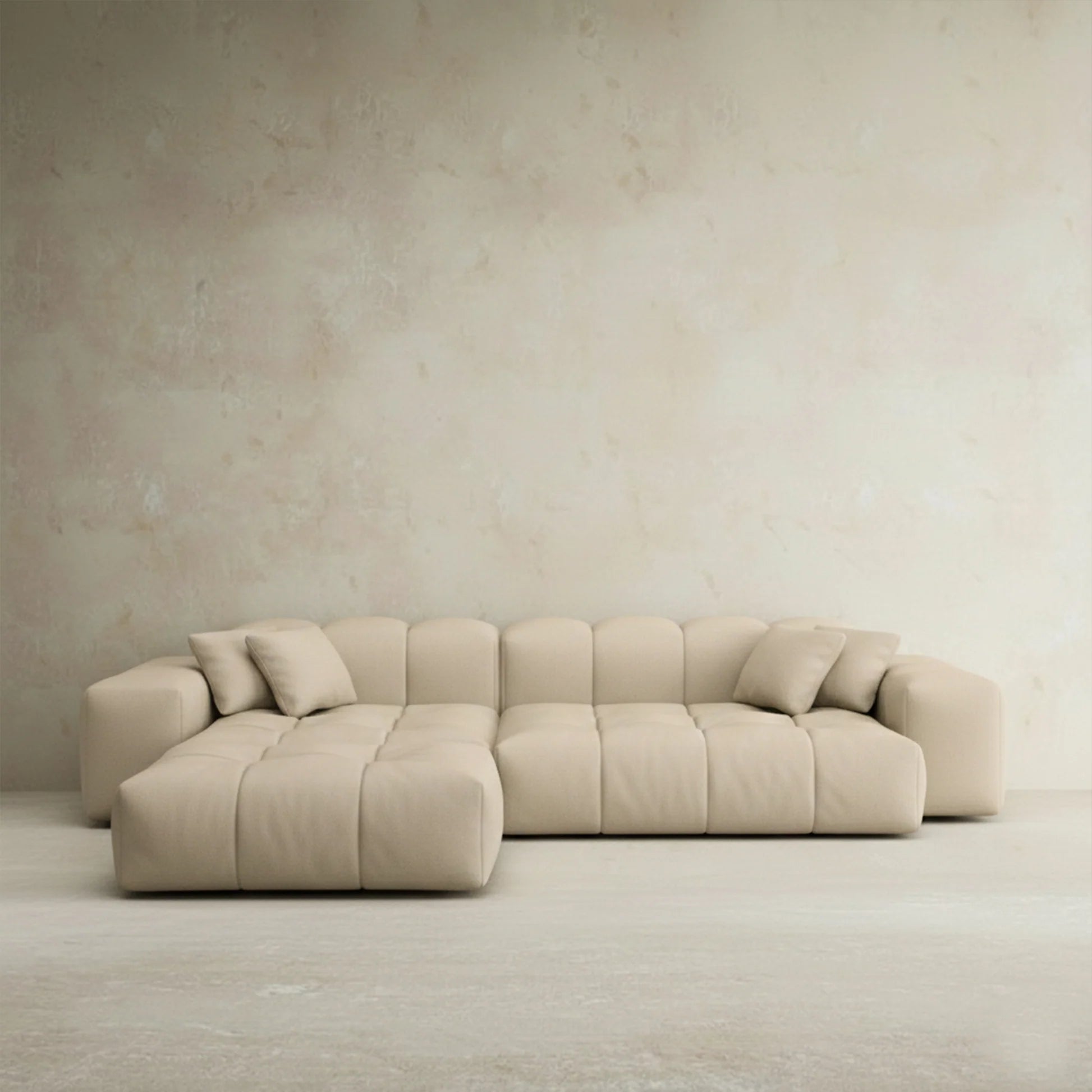 
4-Sitzer Design Echtleder Ecksofa „Avenza“ - Echtleder Beige / Eckteil links