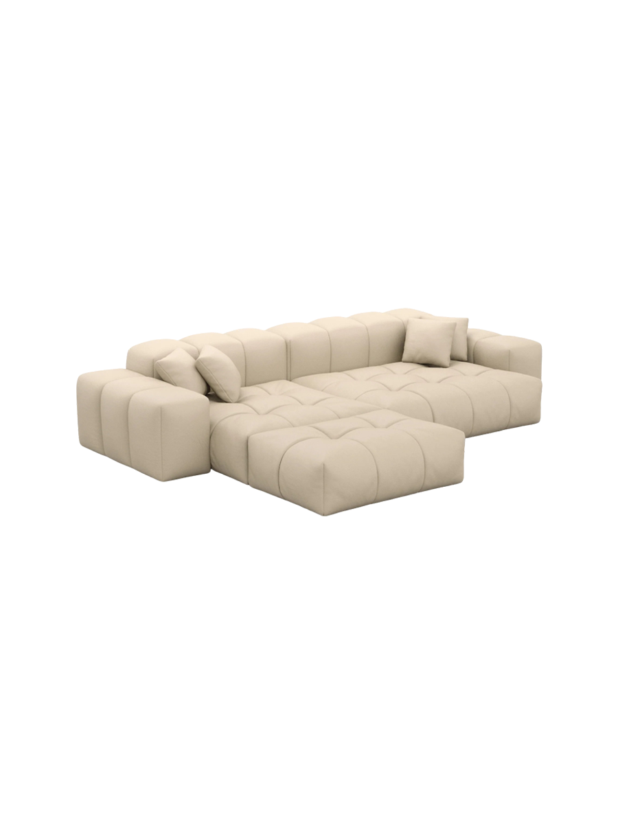 
4-Sitzer Design Echtleder Ecksofa „Avenza“ - Echtleder Beige / Eckteil links