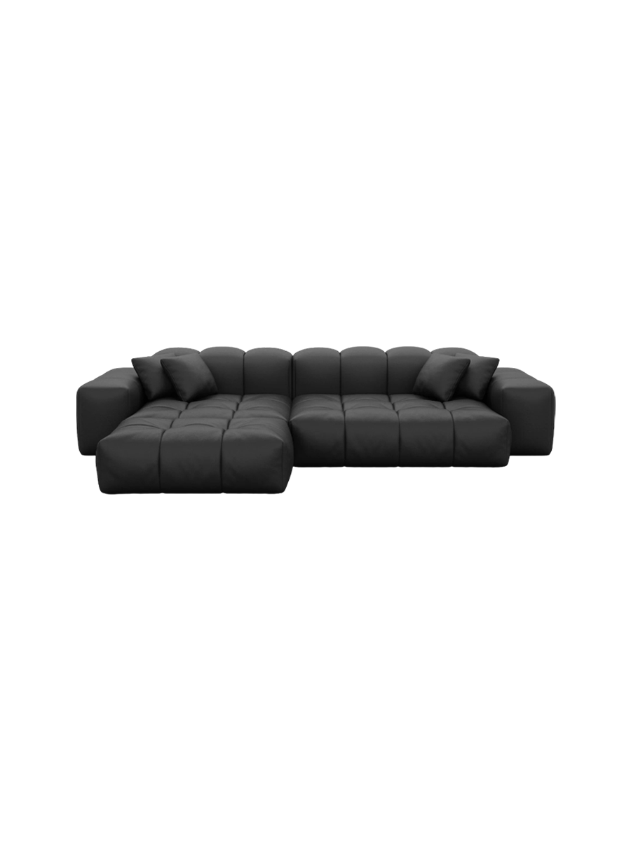 
4-Sitzer Design Echtleder Ecksofa „Avenza“ - Echtleder Beige / Eckteil links