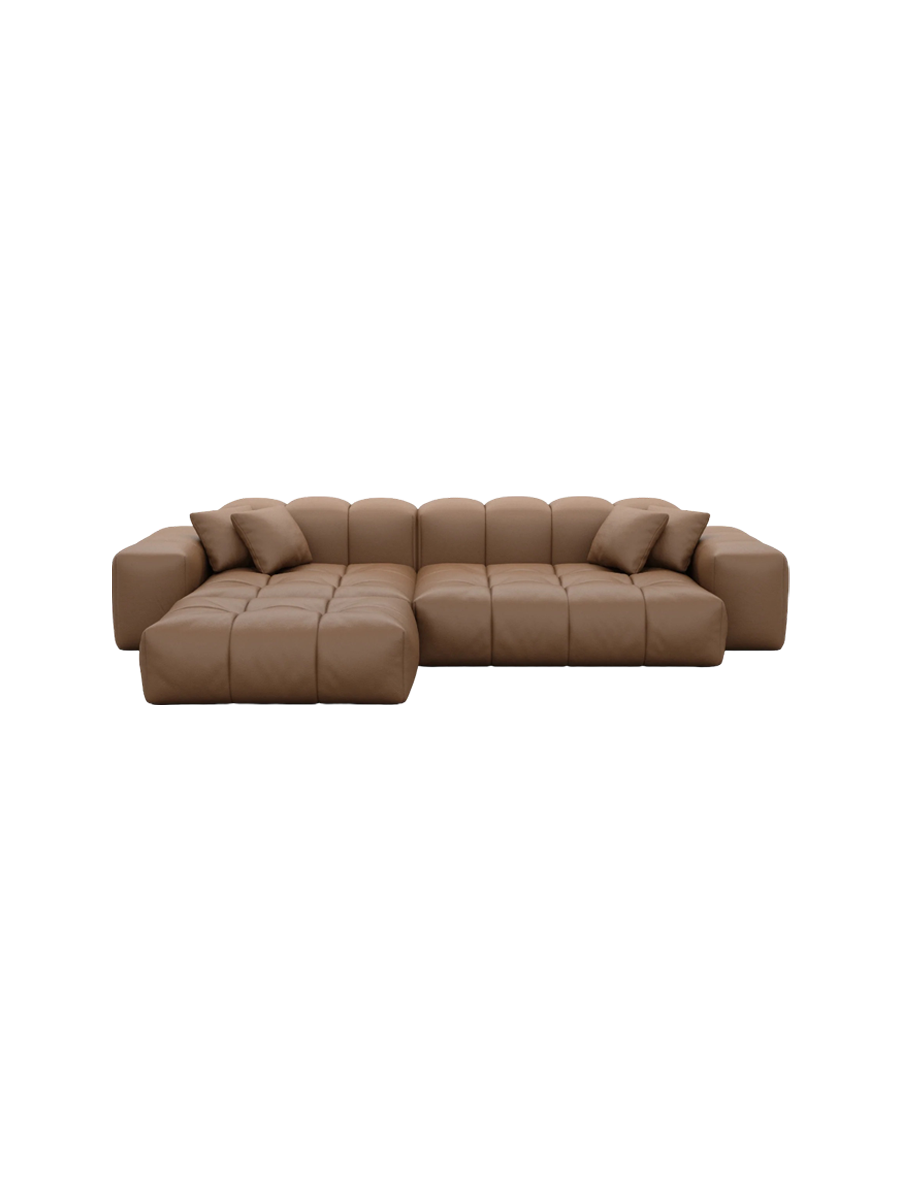 
4-Sitzer Design Echtleder Ecksofa „Avenza“ - Echtleder Beige / Eckteil links