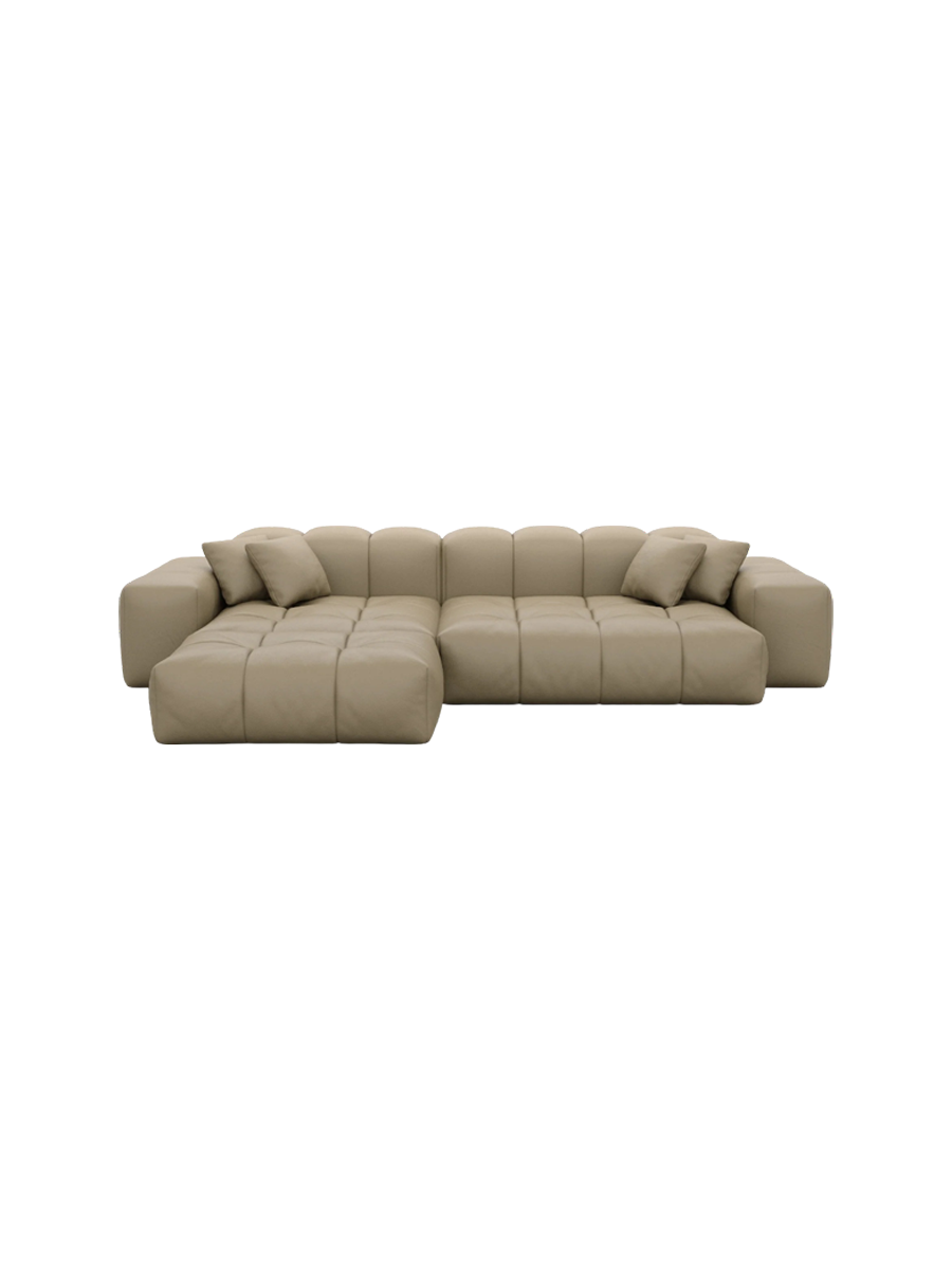 
4-Sitzer Design Echtleder Ecksofa „Avenza“ - Echtleder Beige / Eckteil links