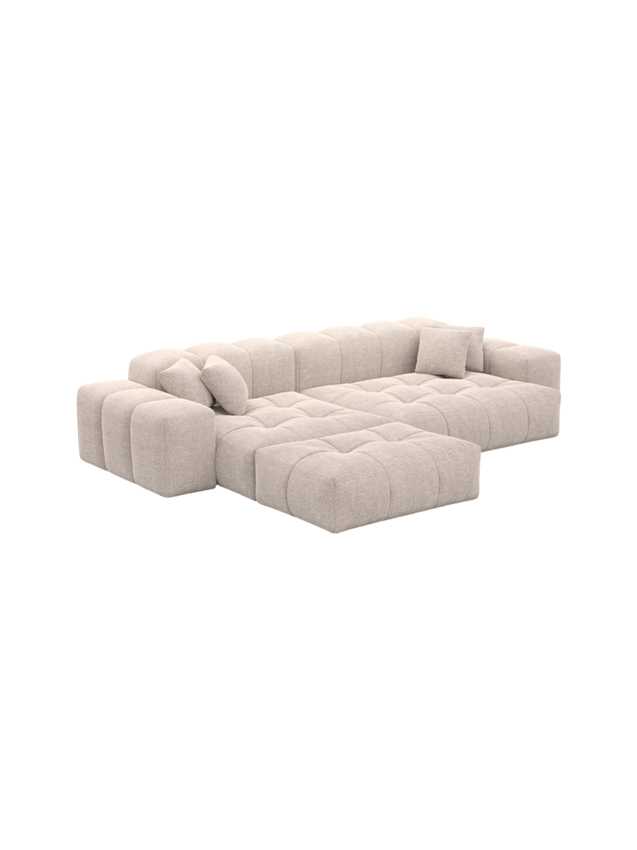 
4-seat designer corner sofa “Avenza” with textured-fabric upholstery - Textured fabric Beige / Left corner section
