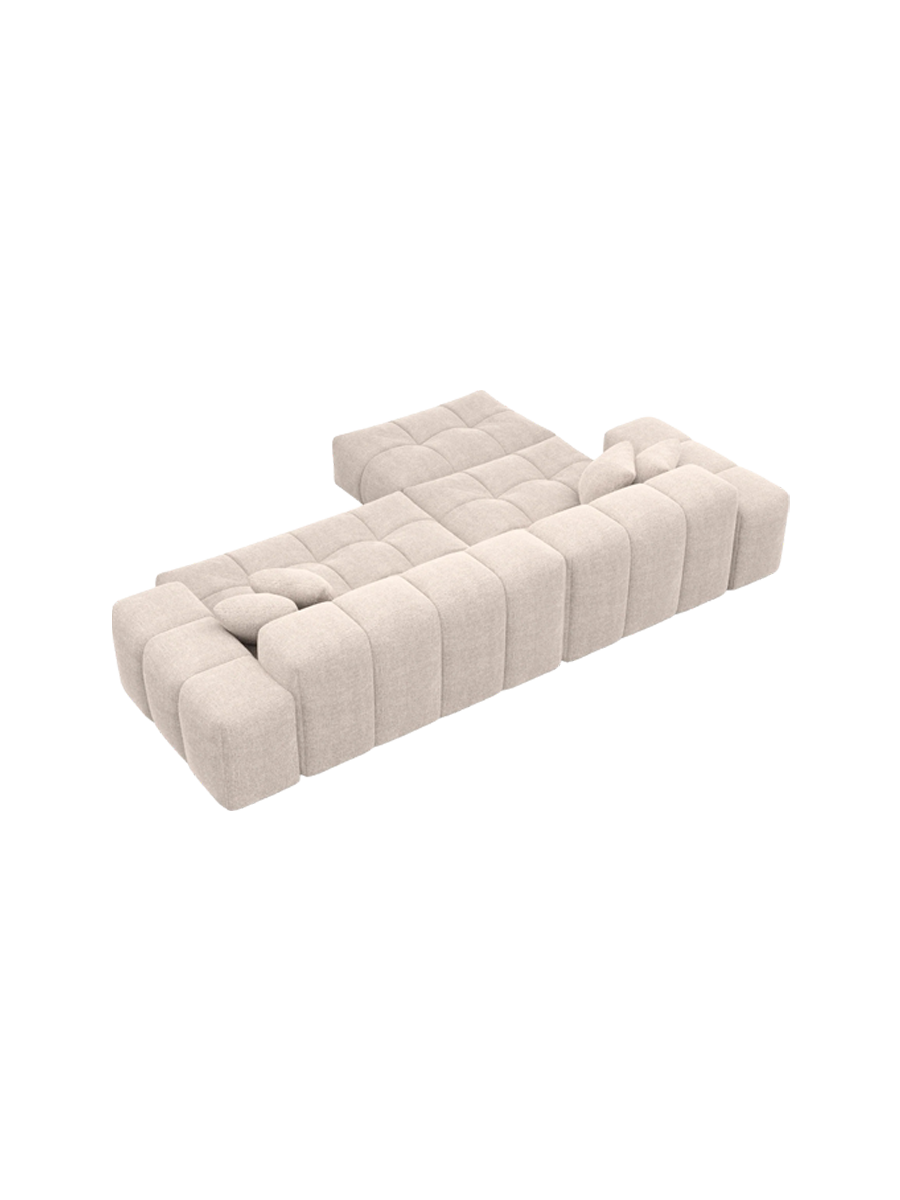 
4-seat designer corner sofa “Avenza” with textured-fabric upholstery - Textured fabric Beige / Left corner section