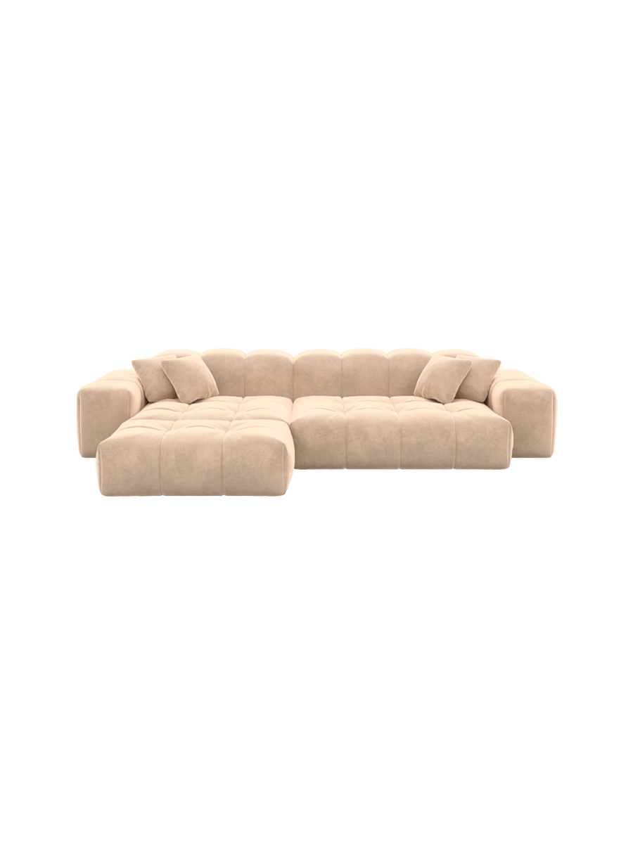 
4-Sitzer Design Ecksofa „Avenza“ mit Samtbezug - Samtbezug Beige / Eckteil links