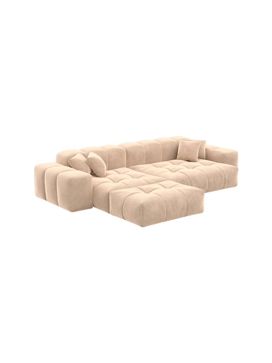 
4-Sitzer Design Ecksofa „Avenza“ mit Samtbezug - Samtbezug Beige / Eckteil links