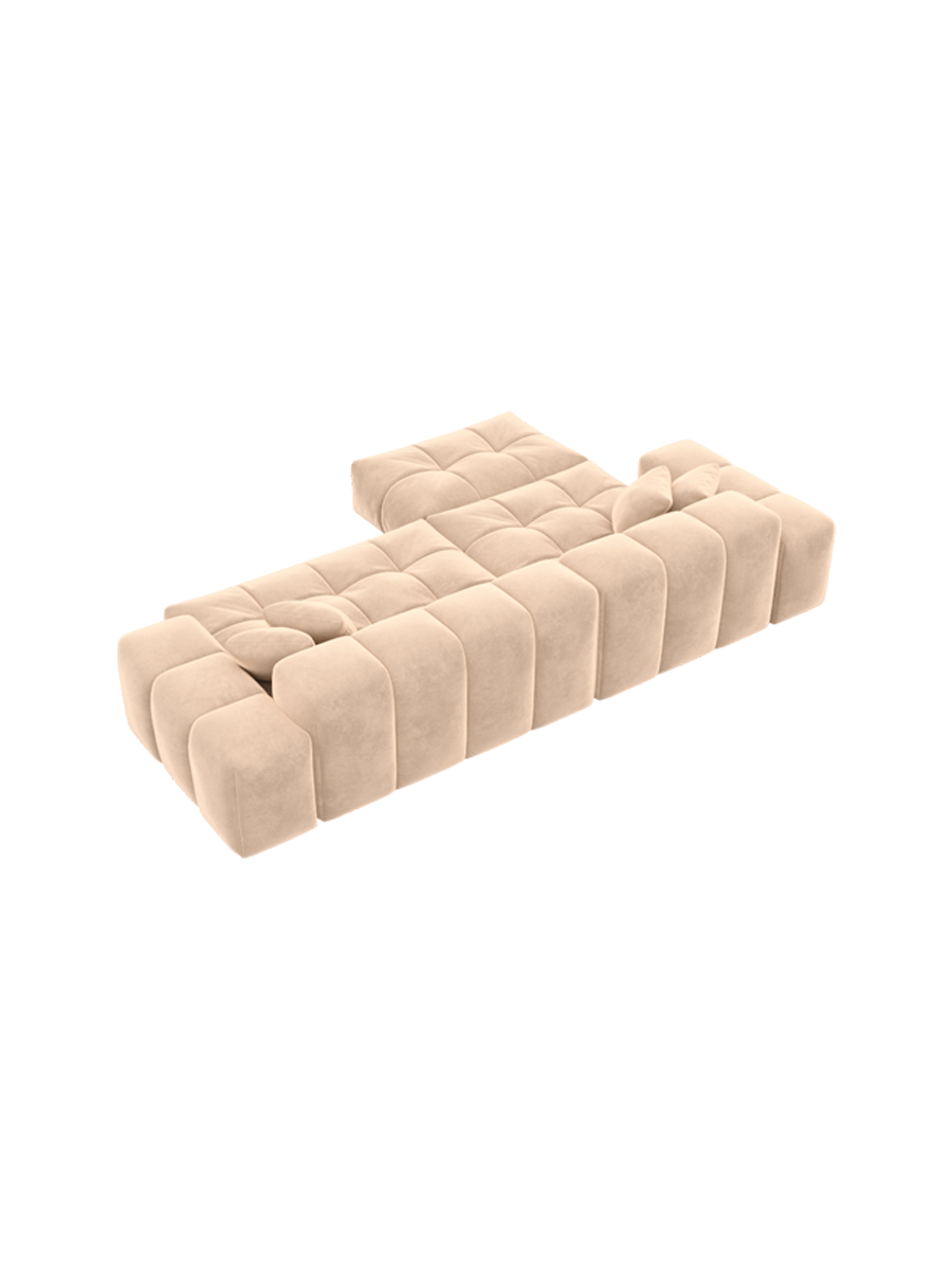 
4-Sitzer Design Ecksofa „Avenza“ mit Samtbezug - Samtbezug Beige / Eckteil links