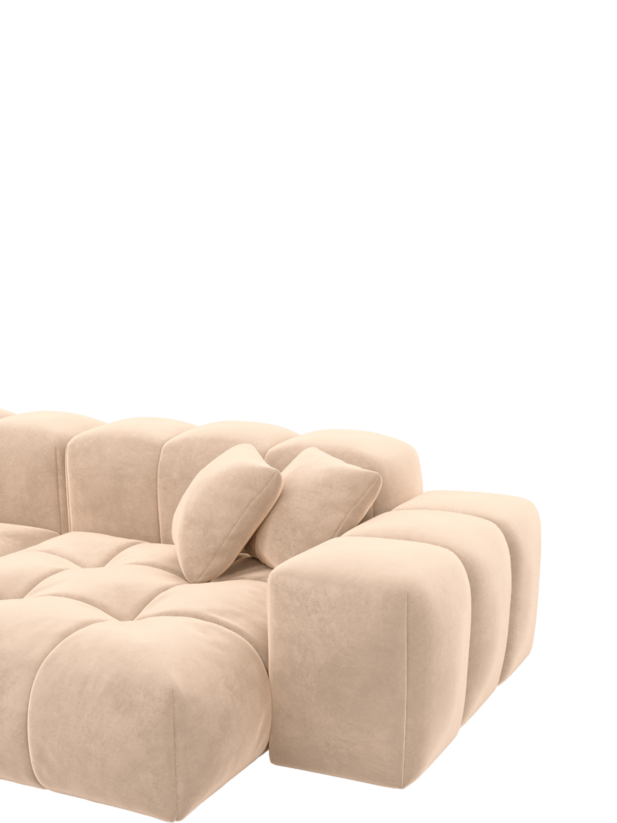 
4-Sitzer Design Ecksofa „Avenza“ mit Samtbezug - Samtbezug Beige / Eckteil links
